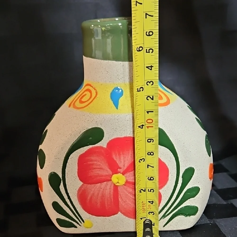 Handcrafted Mexican Folk Art Clay Liquor/Water Decanter & Matching Cup Set of 2